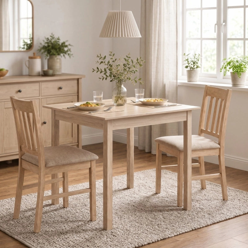 Tavolo da pranzo - quadrato - 75x75x76 cm - design moderno - legno naturale - per cucina e sala