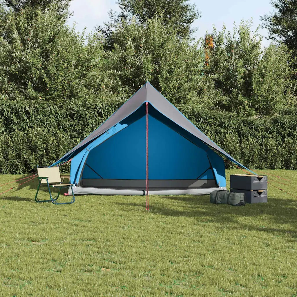 Tenda Familiare con tetto-Tenda da campeggio Blu e Grigio 256 x 256 x 185 cm