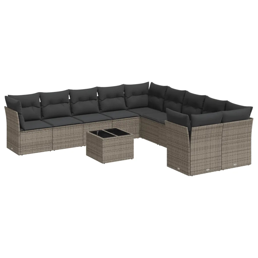 Set Divani da Giardino 11 pz con Cuscini in Polyrattan Grigio 3250089