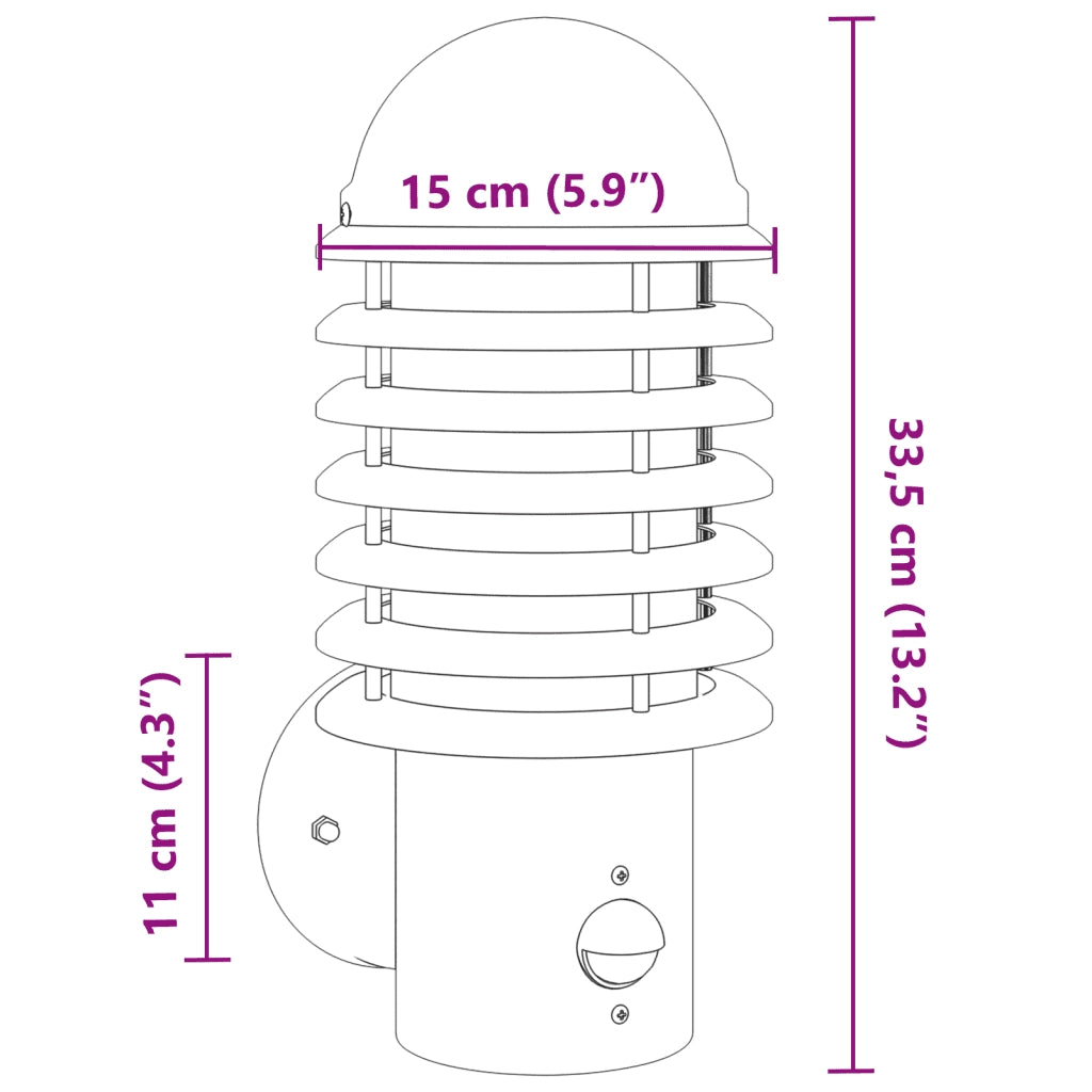 Applique per Esterno con Sensore 2 pz Argento in Acciaio Inox CFW3551199