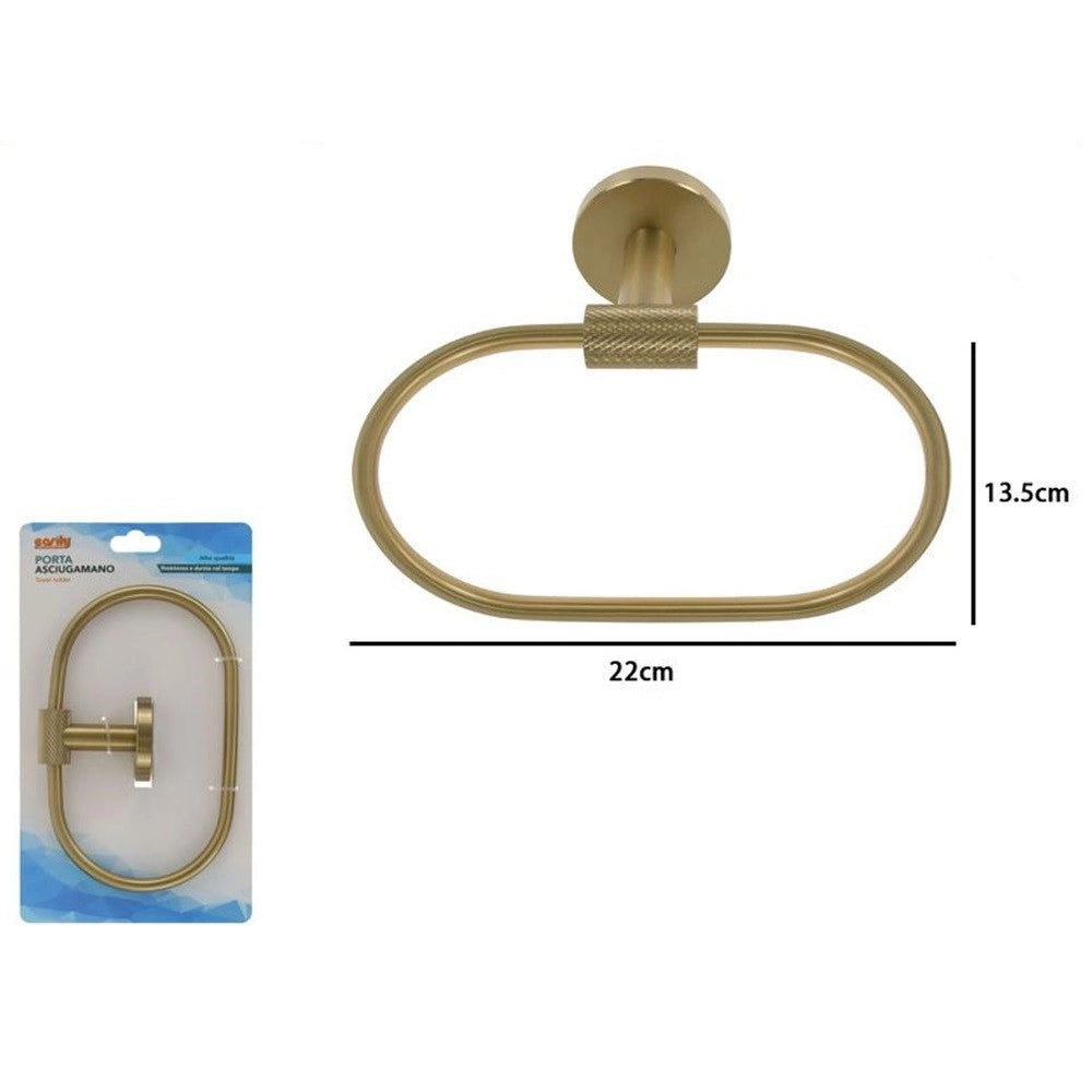 Trade Shop - Porta Asciugamani Ad Anello In Acciaio Oro Accessorio Da Bagno Portasciugamano 87932 -
