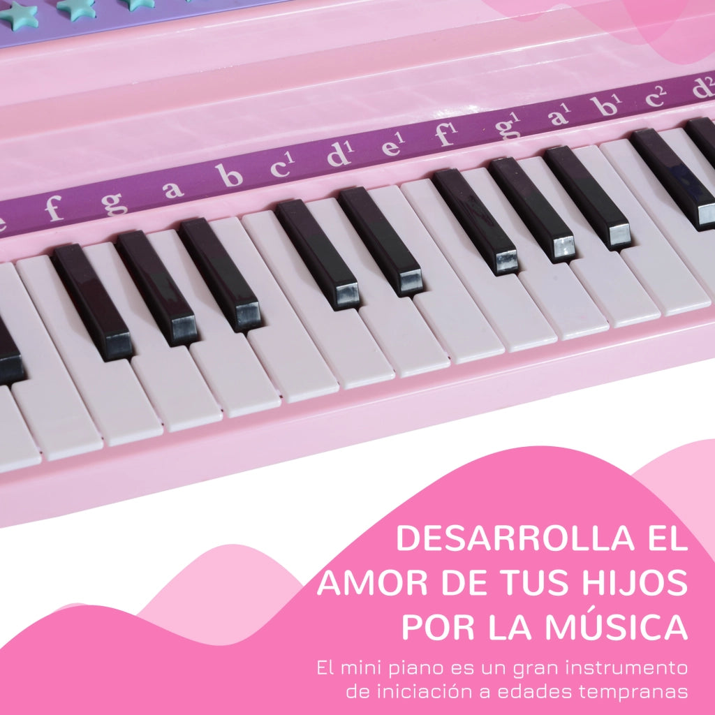 Pianoforte Elettronico per Bambini con Microfono e Luci ¨C zephmum ¨C 37 Tasti Rosa