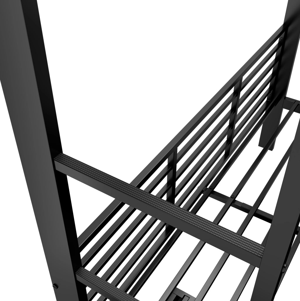 Letto a castello 205x145x170 cm con letto estraibile in metallo nero