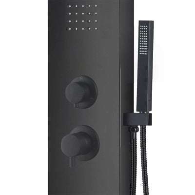 Pannello doccia idromassaggio in alluminio nero opaco con 4 getti