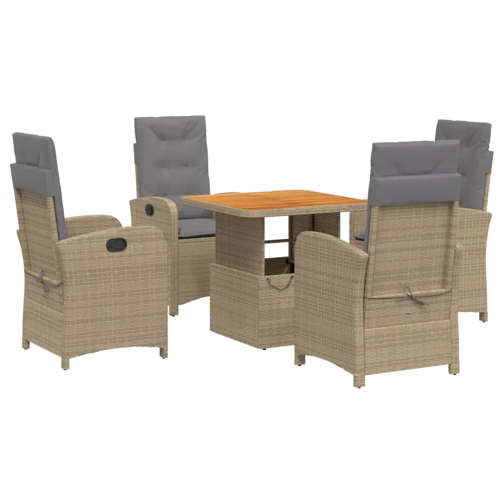 Set da Pranzo da Giardino 5 pz con Cuscini Beige in Polyrattan 3277362