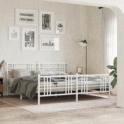 Giroletto con Testiera e Pediera Metallo Bianco 193x203 cm 376397