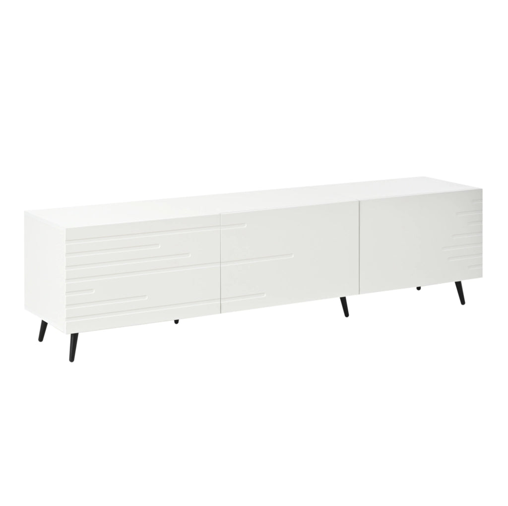 Mobile TV 180x40x48 cm con 3 ante a ribalta; grande capacità; MDF; bianco