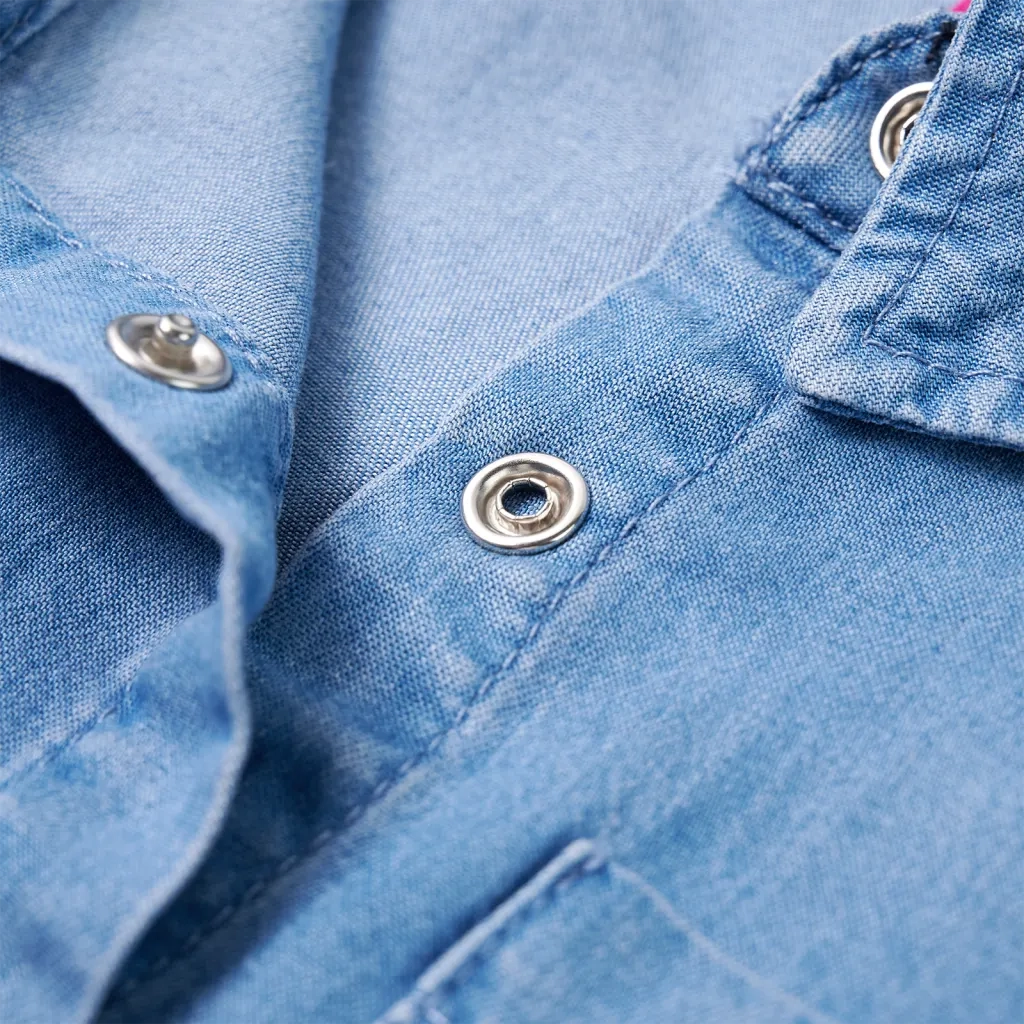 Abito da Bambina a Maniche Lunghe Blu Marino e Blu Denim 104 CFW7971818
