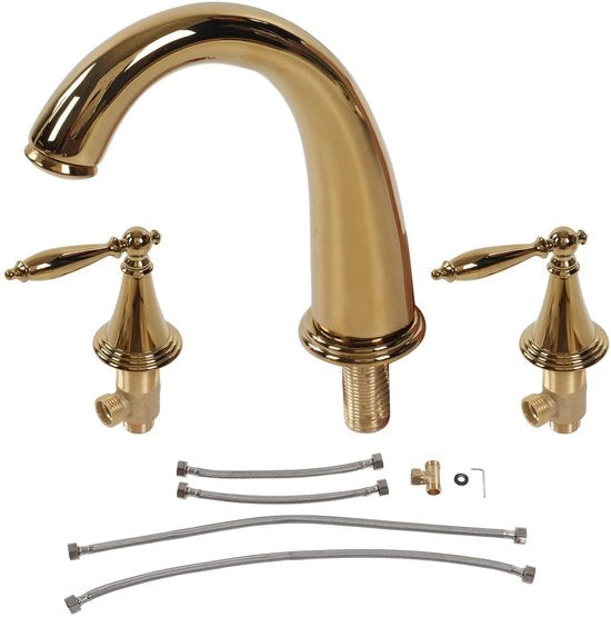 Wastafello Mischiatrice Vintage - Coperchio - 3 Fori - Alta Resistenza alla Pressione - Doppio Manico - Senza Gocciolamento - Altezza di Eiezione 11,5 cm - Wastafello per Bagno