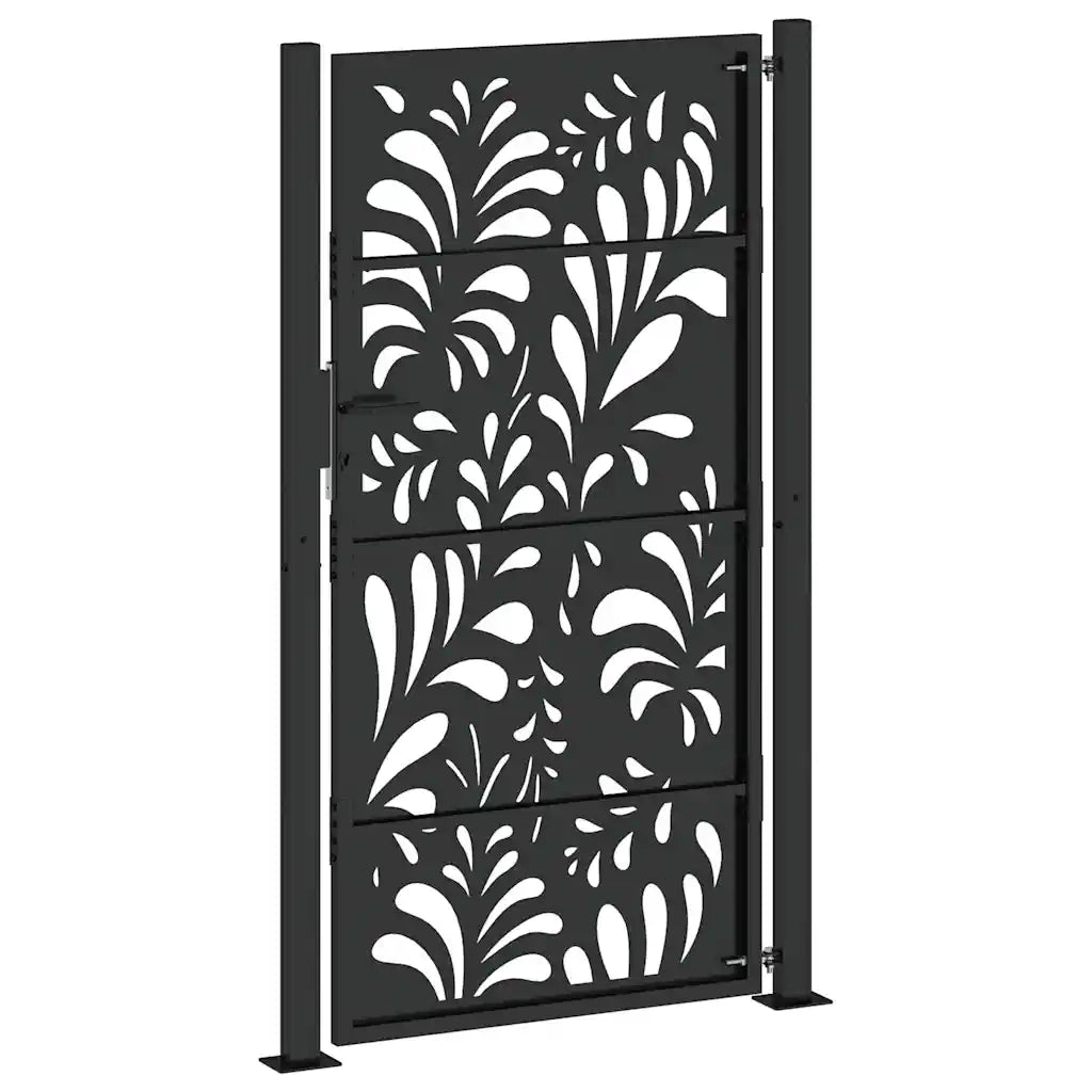 Cancello da giardino nero 100x175 cm in acciaio design ondulato 4100972