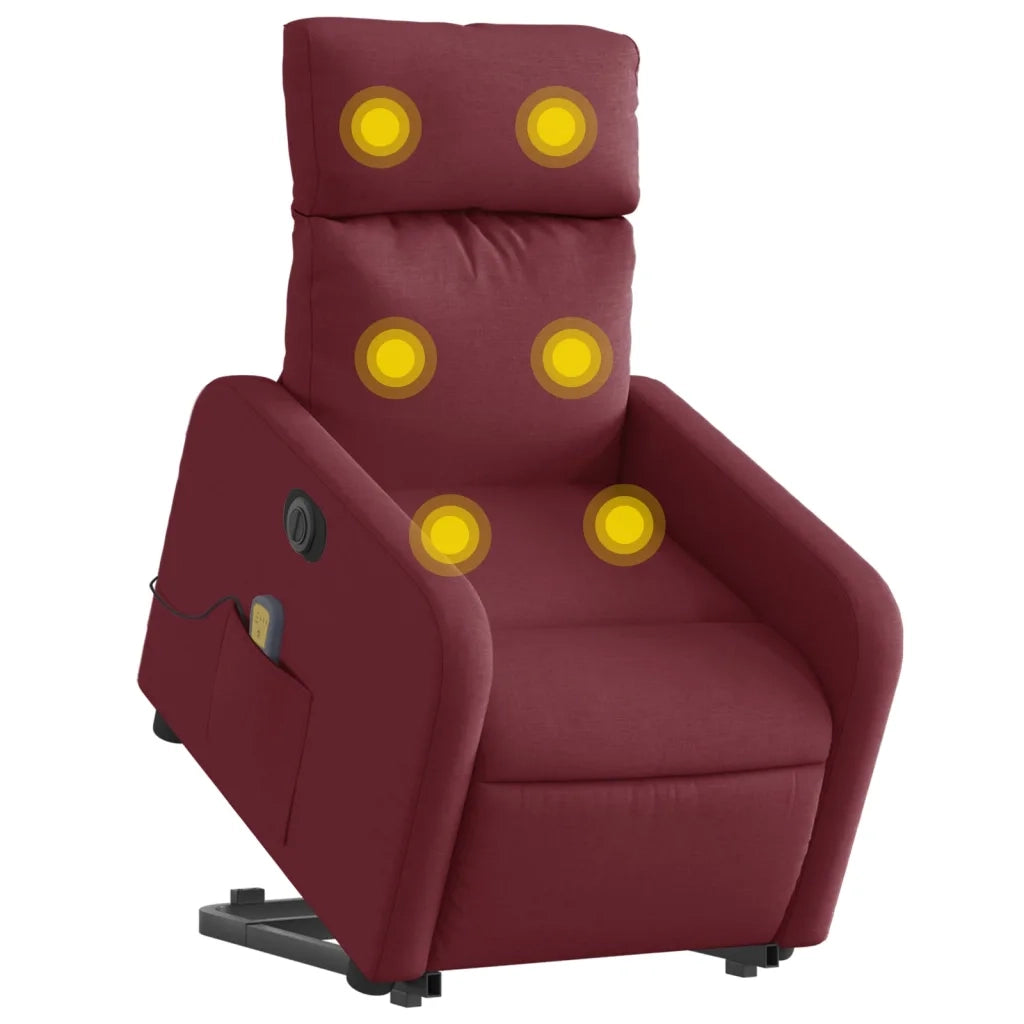Poltrona Alzapersona Massaggiante Elettrica Rosso Vino Tessuto 3206729