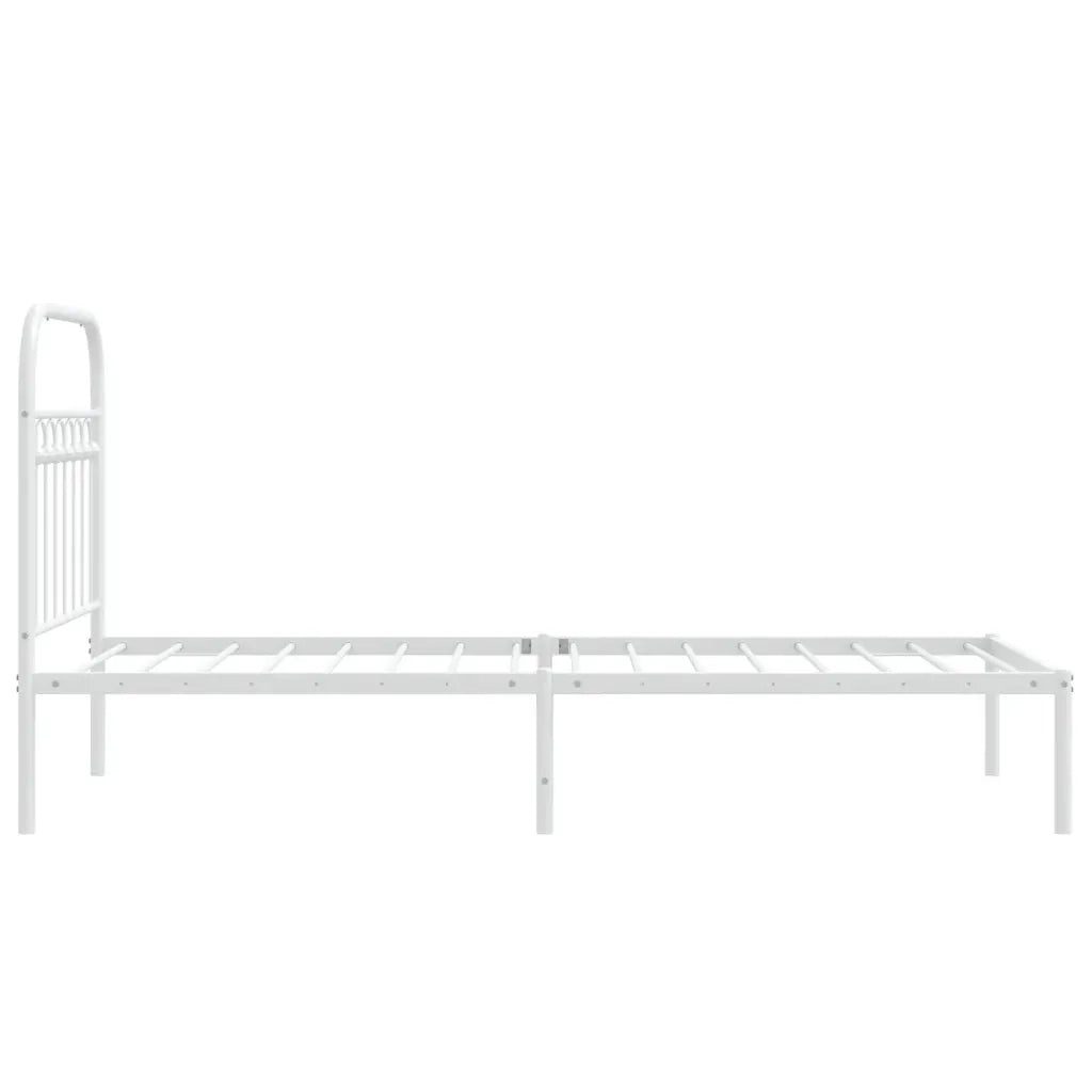 Letto singolo | Letto per adulti | Giroletto con Testiera Metallo Bianco 80x200 cm