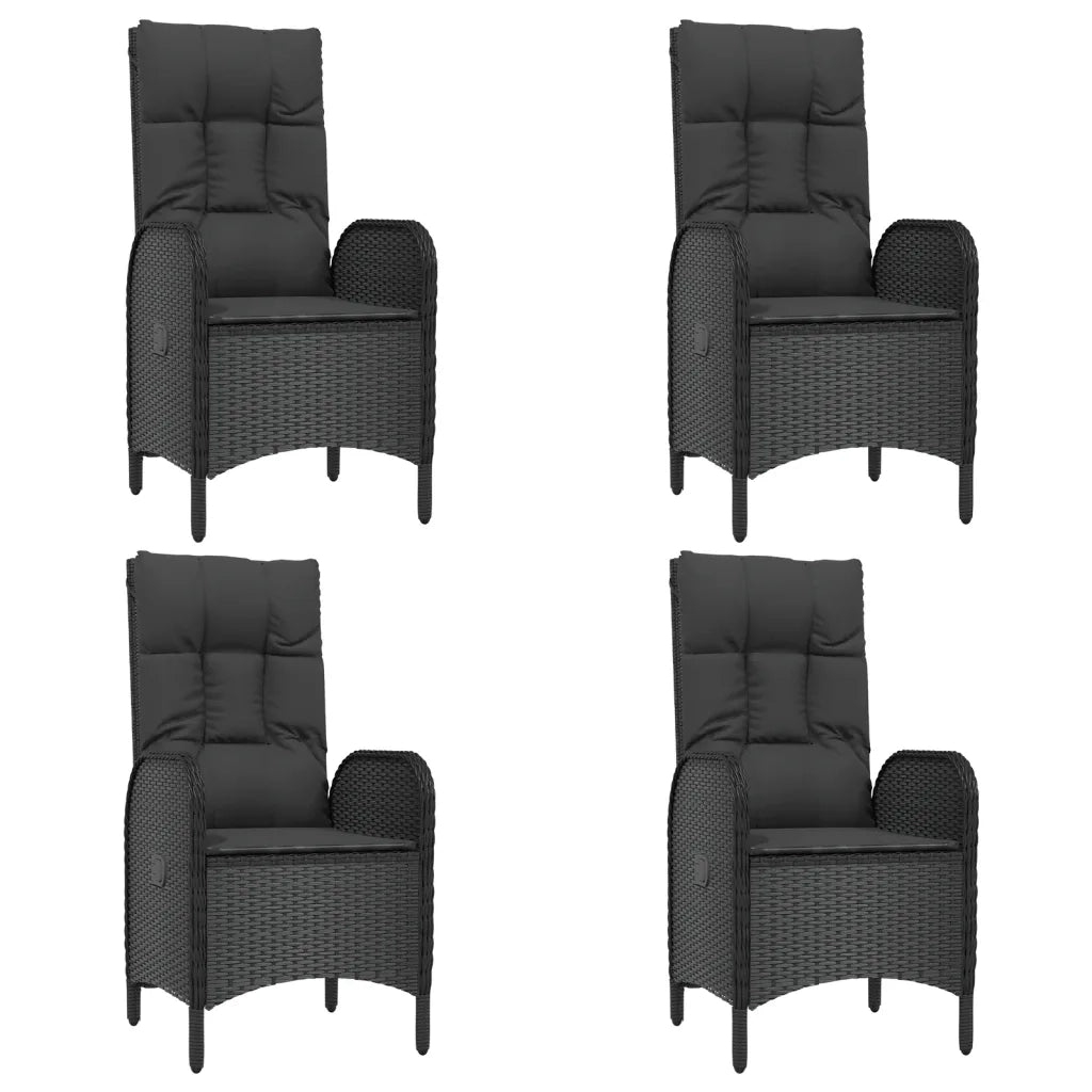 Set da Pranzo da Giardino 5 pz Nero con Cuscini in Polyrattan 3185191