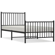 Letto singolo | Letto per adulti | Giroletto con Testiera e Pediera Metallo Nero 90x190 cm
