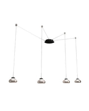 Lampadario a sospensione Arabella a Led in metallo e vetro soffiato fumè 3547-49-126 Fabas Luce