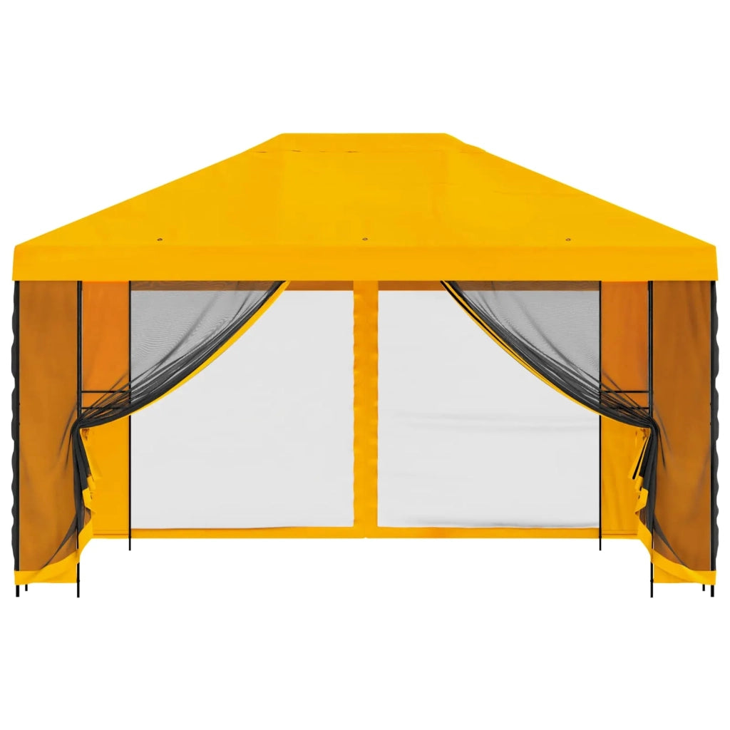 Gazebo da giardino con pareti laterali 4 × 3 m Giallo 900392