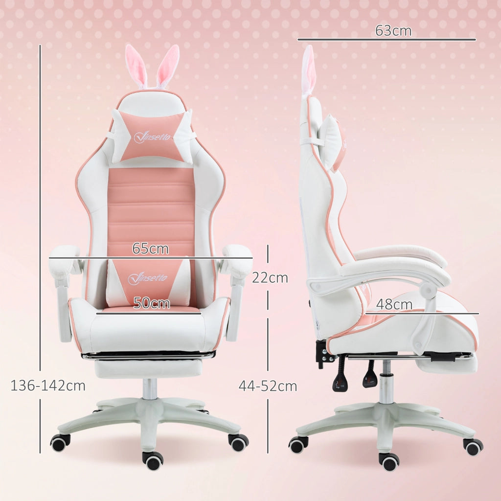 Sedia Gaming Ergonomica con Supporto Lombare e Cuscini ¨C Zephmum ¨C Rosa