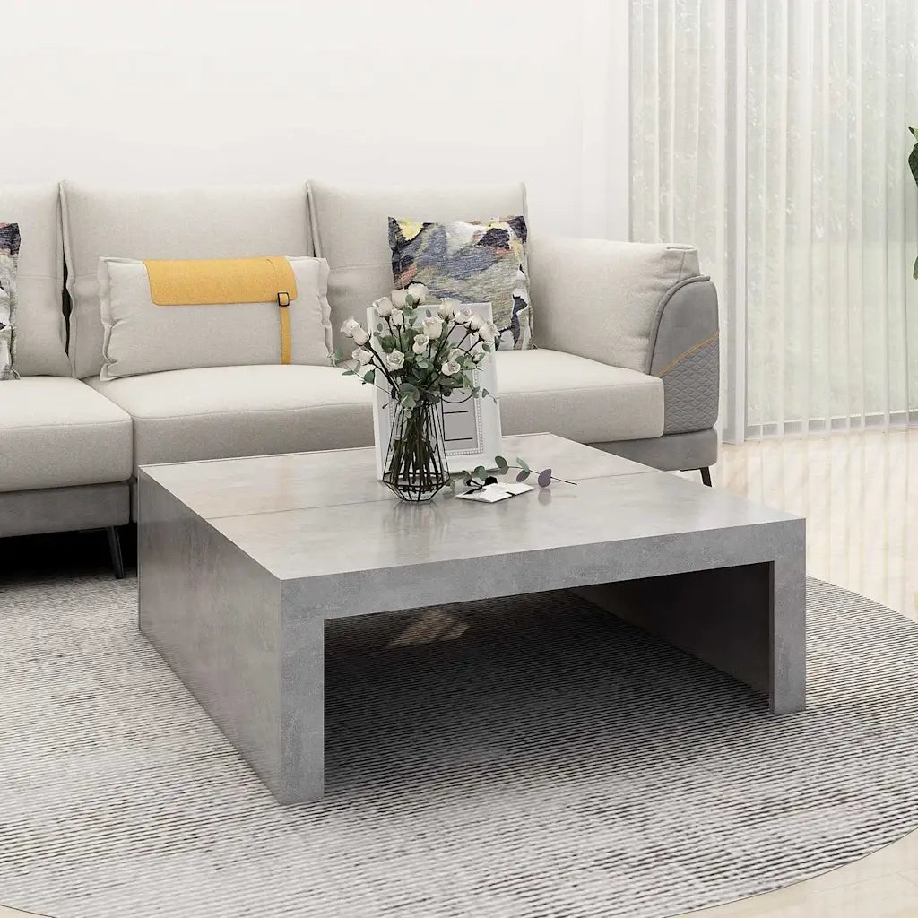 Tavolino da salotto | Tavolino da caff¨¨ | Tavolino da Soggiorno Grigio Cemento 100x100x35 cm Truciolato
