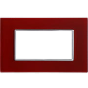 Trade Shop - Placca Cristal 3 4 6m Rosso Pompeiano Effetto Vetro Compatibile Bticino Axolute -  -4 Fori     -