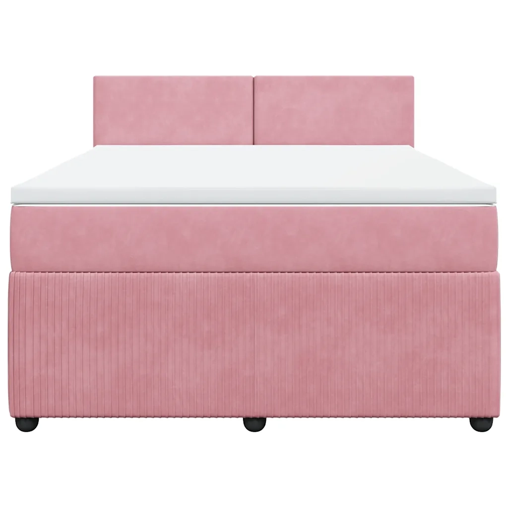 Giroletto a Molle con Materasso Rosa 160x200 cm in Velluto