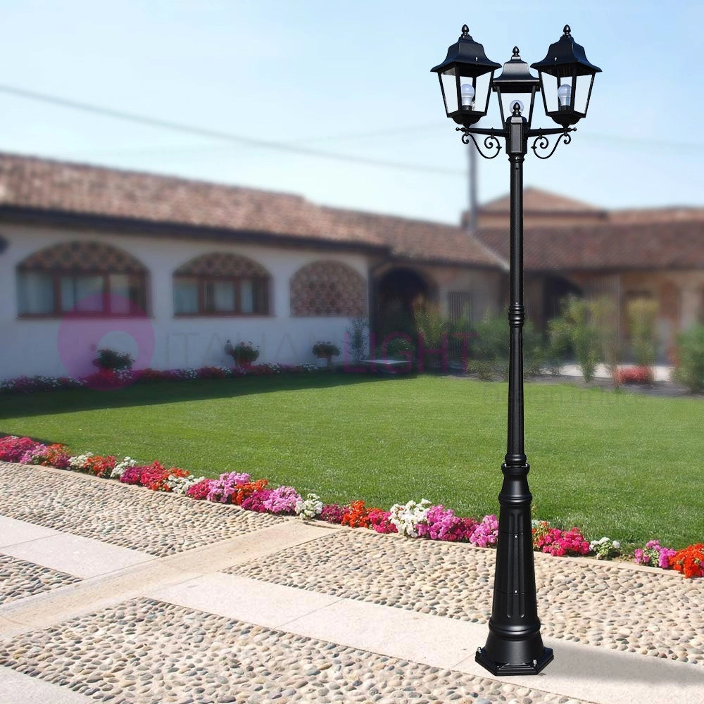 ARYEL Lampione h.248 a 3 luci per Esterno Lanterne Classiche Quadrate