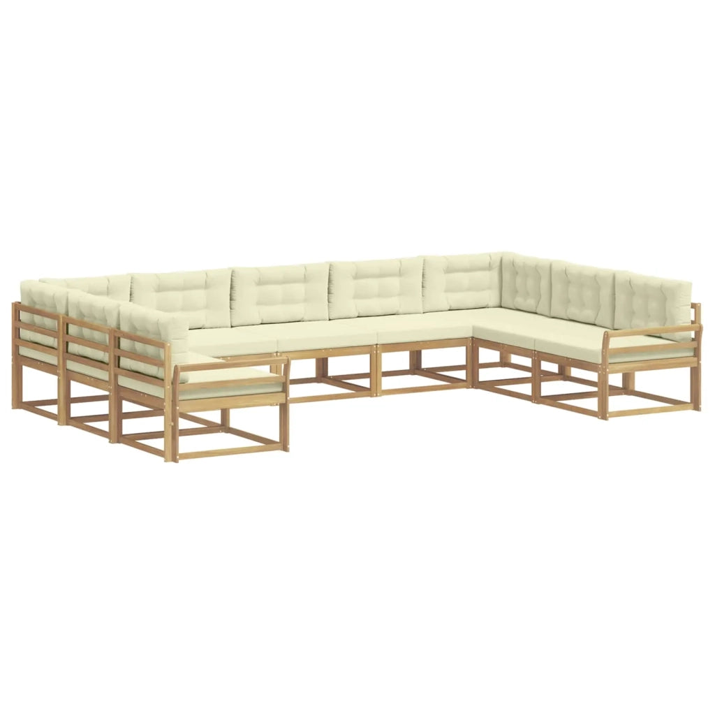 Set di divani da esterno 9 pz Bianco e Crema 3387034