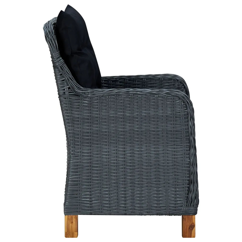 Set Pranzo da Giardino 7 pz con Cuscini Polyrattan Grigio Scuro cod mxl 36197