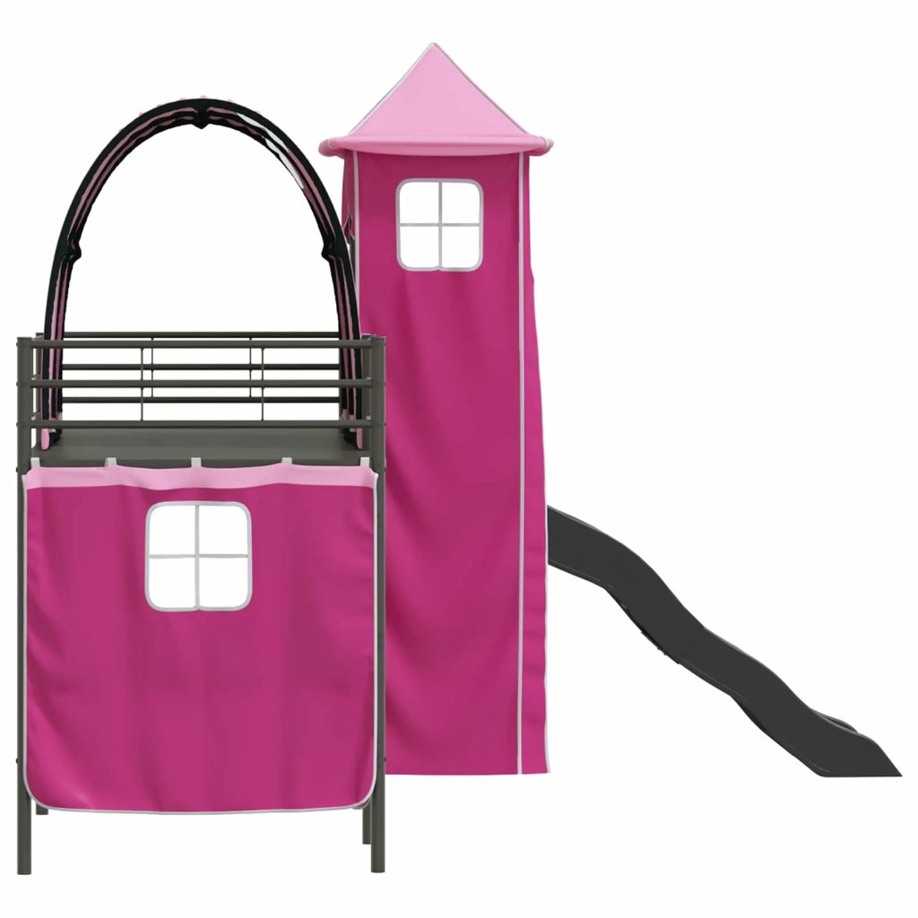 Struttura del letto loft per bambini-Giroletto per bambini Nero e rosa 75 x 190 cm 378080
