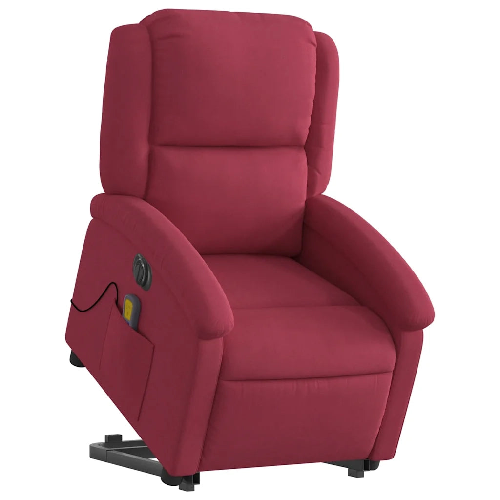 vidaXL Poltrona Alzapersona Massaggiante Elettrica Rosso Vino Velluto