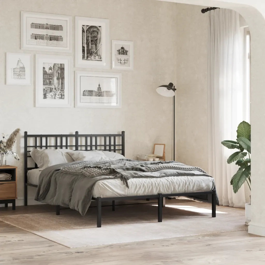 Giroletto con Testiera-Struttura Letto con testiera in Metallo Nero 120x190 cm 564046