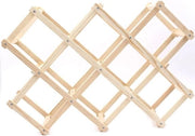 Rack per Vino in Legno a 10 Posizioni con Supporto per Bottiglie in Legno Flessibile e Vetrina per Esposizione con Cassettone per Bottiglie di Vino in Legno