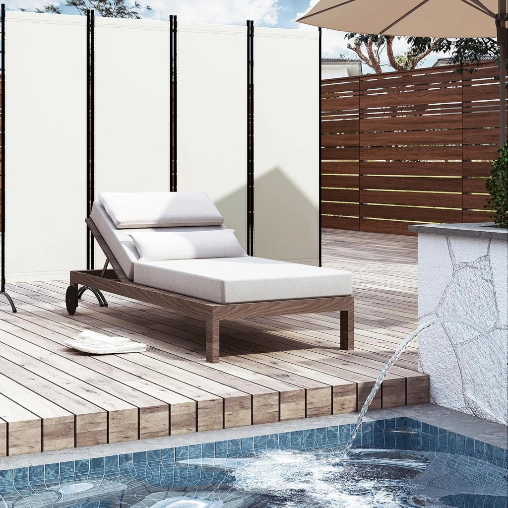 WOLTU Paravento 4 Pannelli 224x182 cm Crema, Divisorio per Camera da Letto, Parete Divisoria Pieghevole, Paravento per Interni ed Esterni, Ideale per Soggiorno, Balcone e Giardino