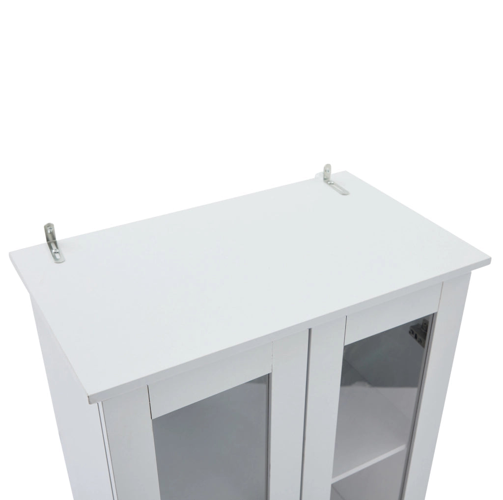 Vetrina con LED bianca opaca in MDF e vetro temperato 60x35,5x165 cm