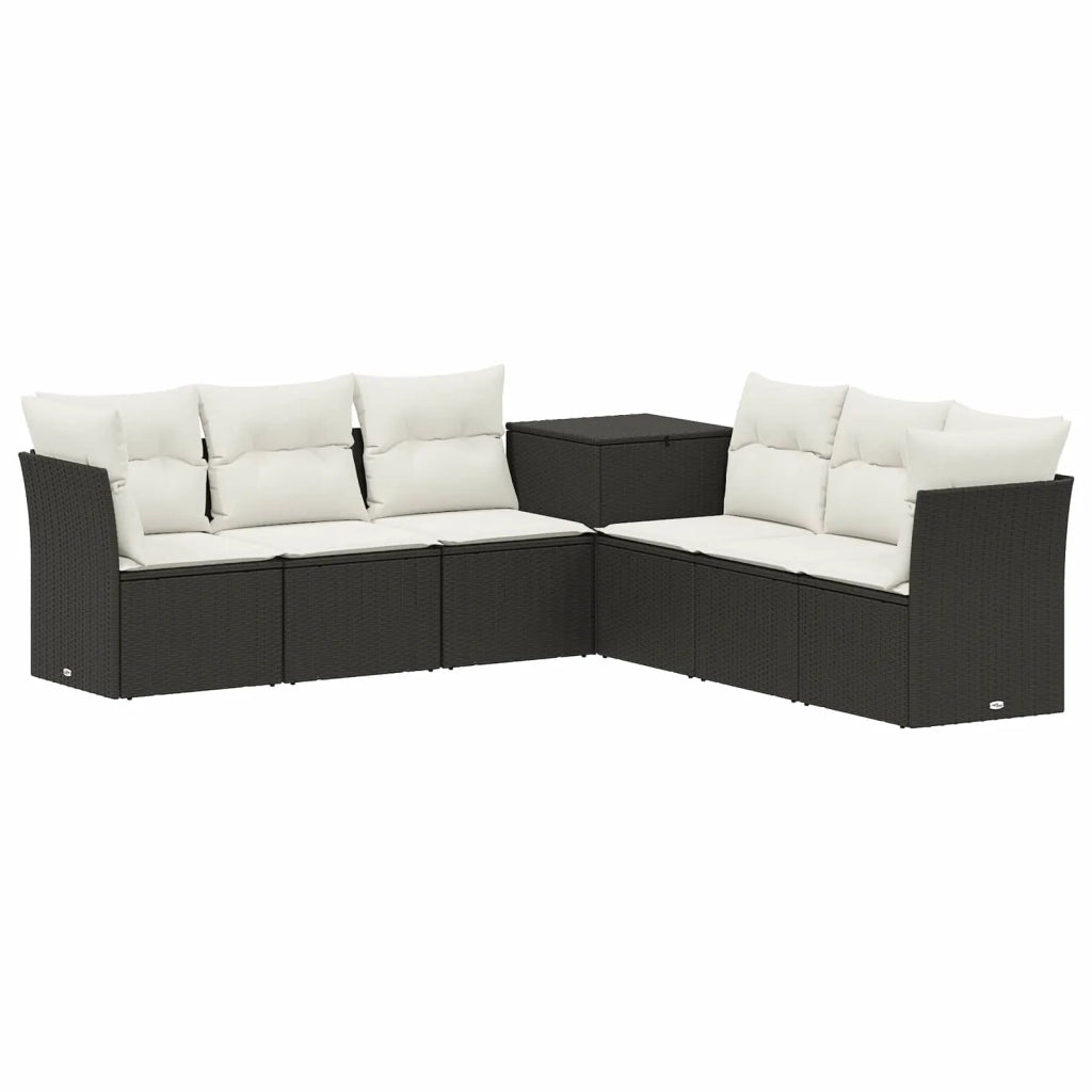Set di divani 7 pz Nero e Bianco Crema 3448755
