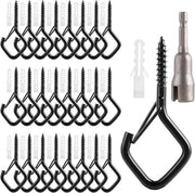 Haken in acciaio inossidabile - Nero - Per appendere piante, fili di luce, giochi per uccelli - 60 pezzi