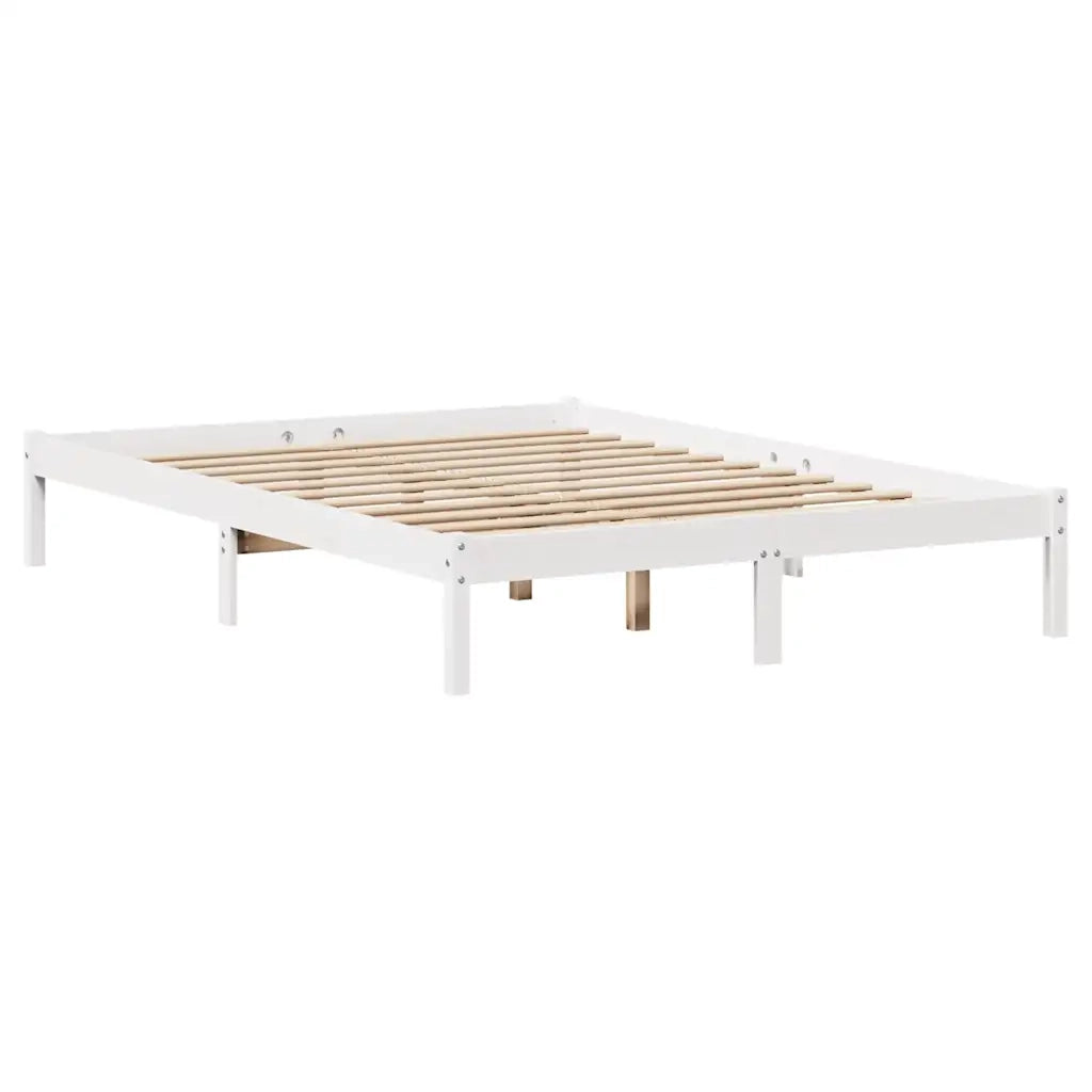 Letto senza Materasso Bianco 135x190 cm Legno Massello di Pino