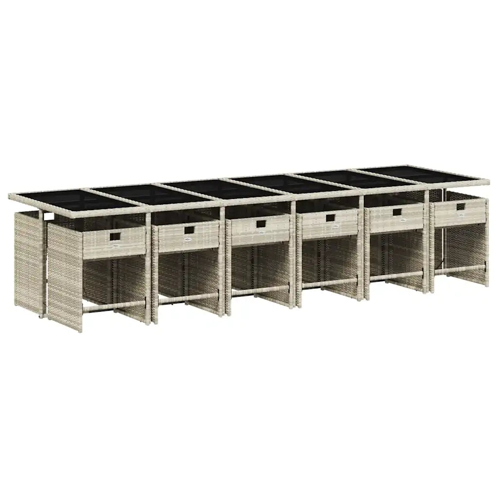 Set da Pranzo da Giardino 13pz con Cuscini Grigio in Polyrattan 3211127