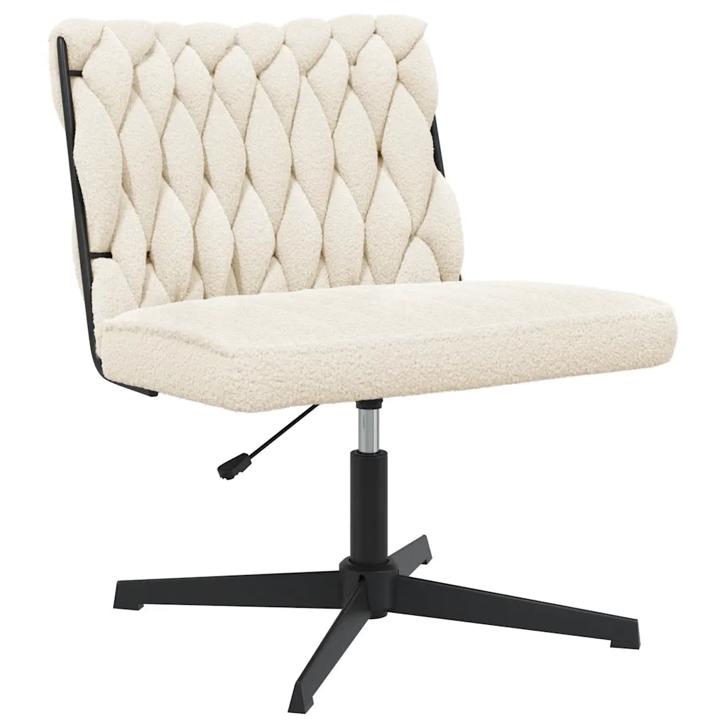 Sedia da Ufficio Girevole in Tessuto Riccio Crema Effetto Lana 4105396