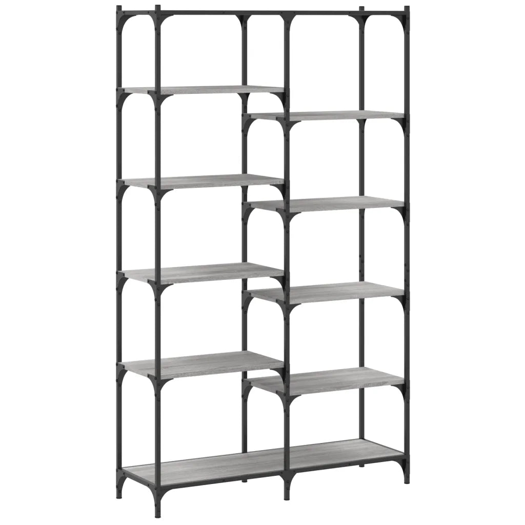 Libreria-Scaffale per Libri-Mobile di Stoccaggio Grigio Sonoma 100x32x170 cm Legno Multistrato e Ferro