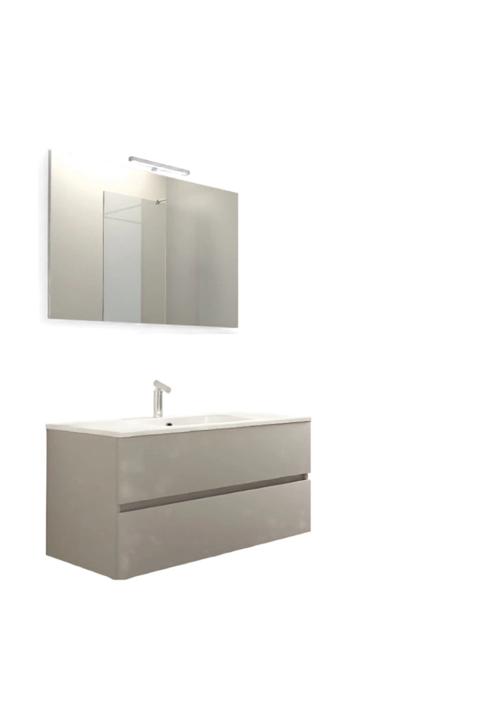 Mobile da Bagno Sospeso con Lavabo 60 cm e Specchio Bali Light Tortora