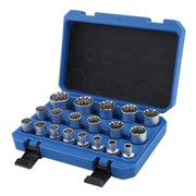 Trade Shop - Set Kit 19 Pz Chiavi A Bussole Torx In Lega Da 8 A 32 Mm Attacco 1/2" 1/4" 3/8" -