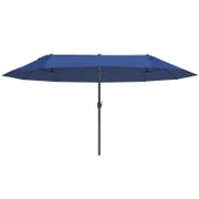 Ombrellone da Giardino Doppio con Apertura a Manovella, Acciaio e Poliestere, 460x270x240 cm, Blu