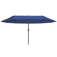 Ombrellone da Giardino Doppio con Apertura a Manovella, Acciaio e Poliestere, 460x270x240 cm, Blu