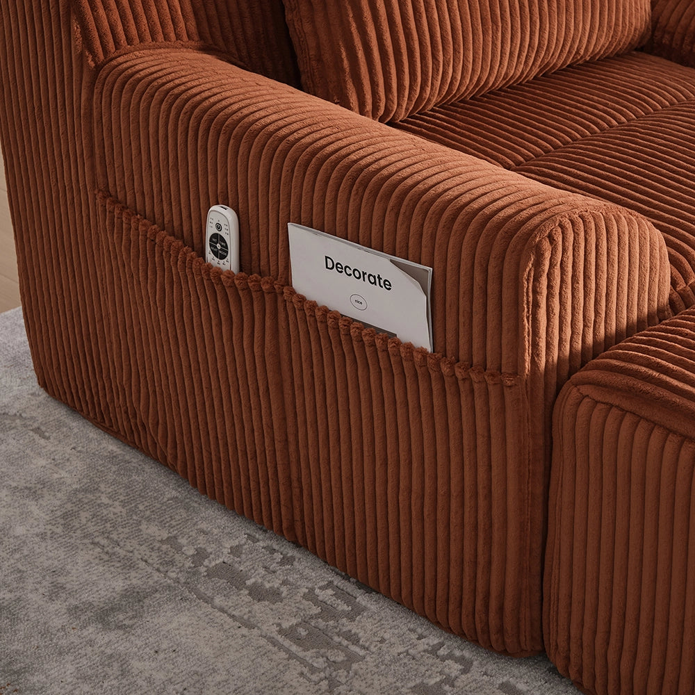 Poltrona oversize - Xylo - Velluto costato con tasche laterali, pouf e nessun assemblaggio