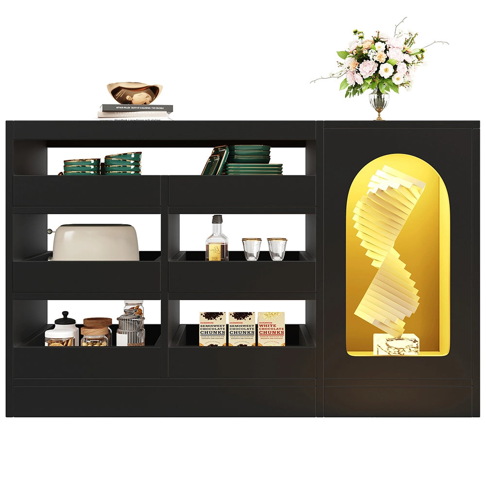 Com?? - Xylo - 6 cassetti LED nero 40x120x77.5cm moderno
