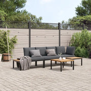 Set Divani da Giardino 4 pz con Cuscini in Alluminio Nero 3283706