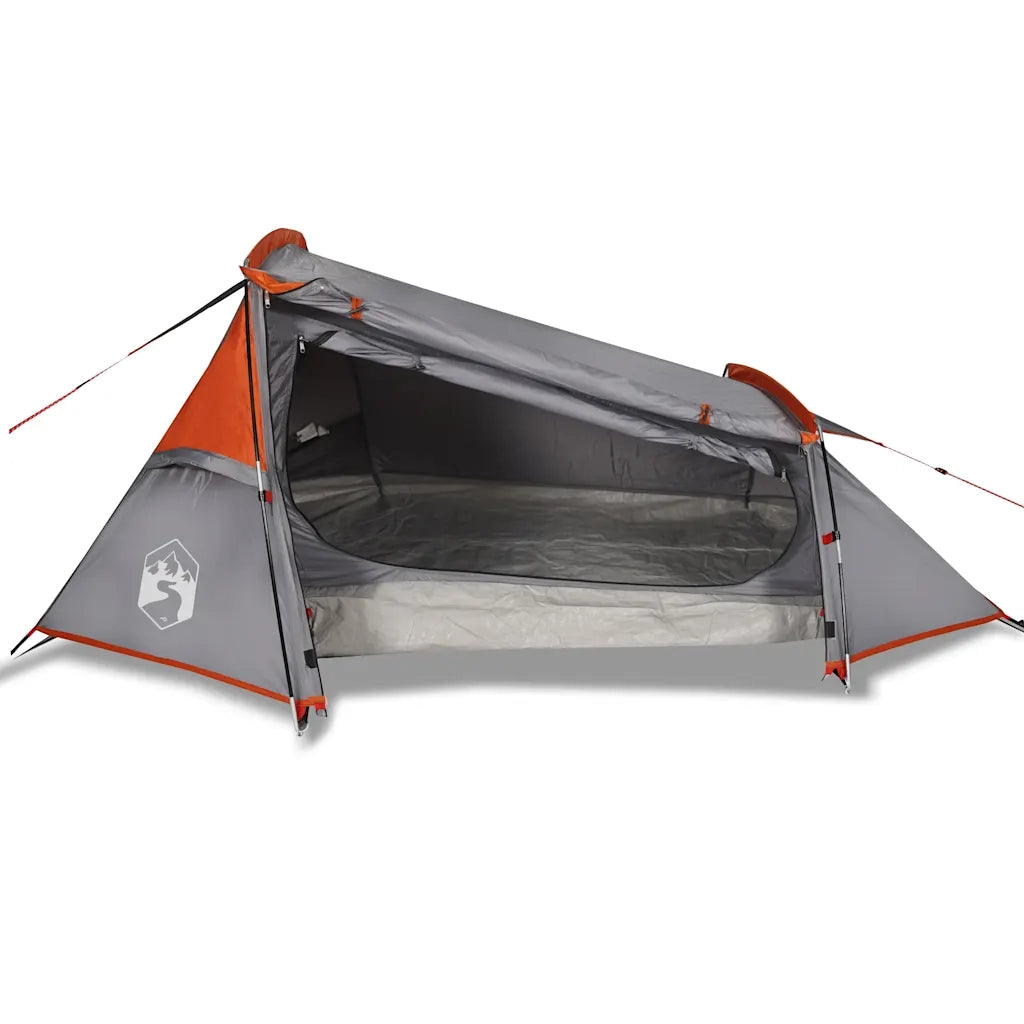 Tenda da Campeggio a Tunnel per 2 Persone Grigio e Arancione 94614