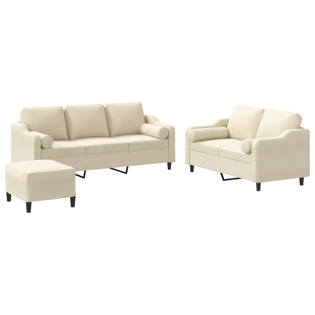 vidaXL Set Divani 3 pz con Cuscini Crema in Tessuto