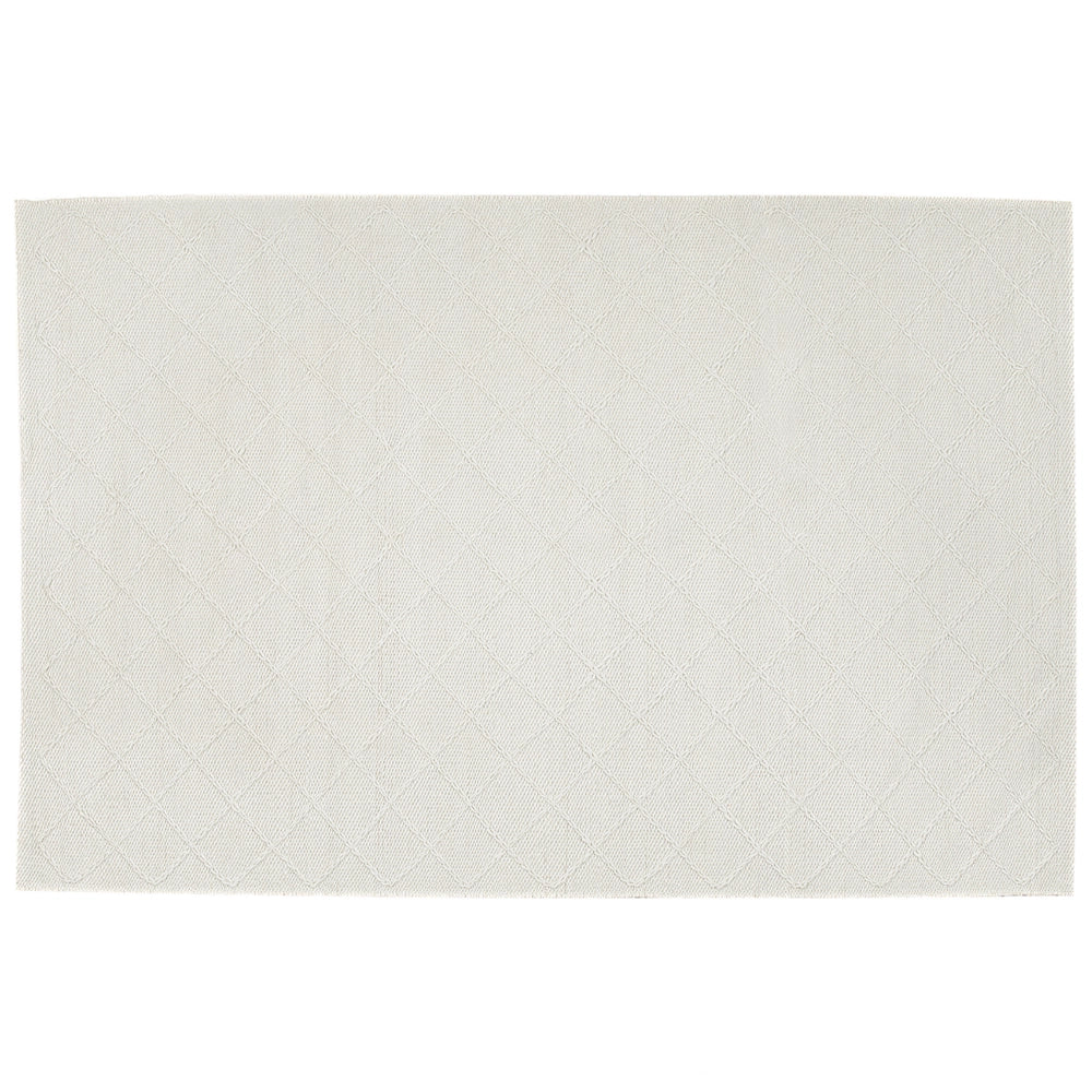 Tappeto tappetino Lana Bianco Sporco con Cotone 160 x 230 cm Rettangolare Intrecciato a Mano Motivo Geometrico Boho