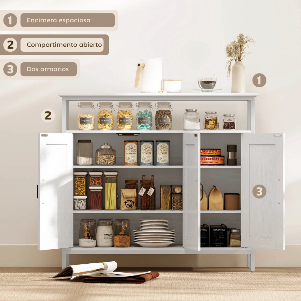 Armadio a 3 ante con ripiani regolabili ¨C zephmum ¨C Bianco 100x35x88 cm